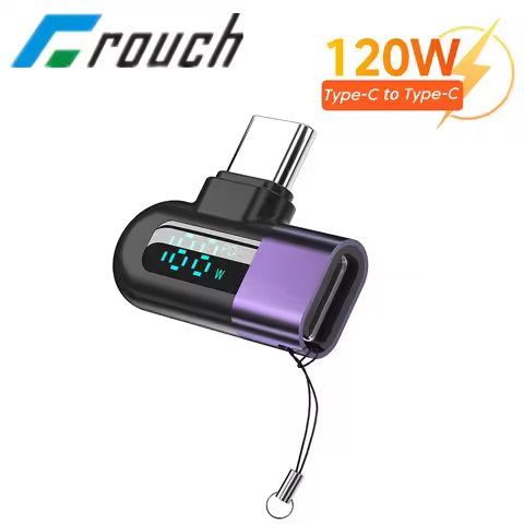 120W Elbow 90 Degree OTG Type C To Type C Adapter Digital Display 6A Fast Charge Data Transfer USB C