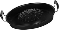 PRETYZOOM Thai Korean BBQ Grill Pan, 35cm Iron Barbecue Grill Toppers Camping Round BBQ Pan for Shabu Vegetable Egg Pork Beef Meat Garlic Korean Cookware Gifts