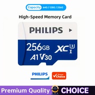 PHILIPS Micro SD Card 4K UHS-I V30 Class10 130Mb/S Memory Cards For Security Cameras Action Cameras 