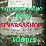 100pcs POTENSIO MONO B50K B 50K 50 K 3pin 3 pin VARIABLE VARIABLE TRIMPOT VR POTENSIOMETER METER LIN