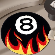 Angry 8 Ball Rug, Bedside decorative mat, Non-Slip 8 Ball Carpet, Washable Aesthetic Rug for Bedroom