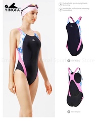 YINGFA เสื้อสกินฟาชุดว่ายน้ำแข่งผู้หญิงป้องกันคลอรีนชุดว่ายน้ำแนวสปอร์ตฝึกมืออาชีพสำหรับการแข่งขัน