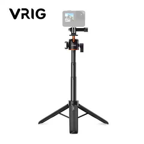 VRIG TP-08S Selfie Stick Tripod W 360 Ballhead Coldshoe Mini Tripod for Gopro 12 11 10 9 8 Action4/ 
