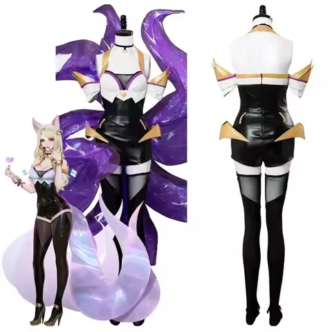 LOL the Nine-Tailed Fox Ahri K/DA Skin Cosplay Costume Dress For Women Girls Outfit Halloween Carniv
