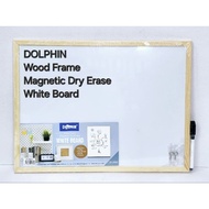 DOLPHIN Wood Frame Magnetic Dry Erase White Board 30cm x 40cm