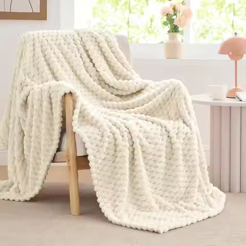Big 3D Clouds Stylish Hexagon Jacquard Decorative Fuzzy Blankets for Household, Camping, and Travel,
