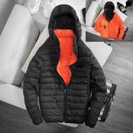 Men's double-sided feather life jacket, super light, super warm, 4 layers thick, 4 pockets of Qualit