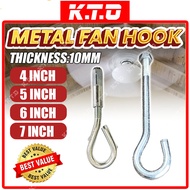 J Type Metal Fan Hook Ceiling Hanger Threaded Fan Hook Wall Plug Bracket / Penyangkut J Kipas Siling
