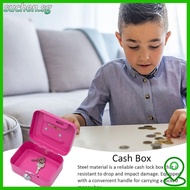 SUCHENSG Cash Box, Lockable Sturdy Handles Money Box, Metal Security with Coin Slot Coin Saving Box