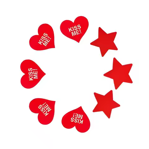 Red Heart Star Nipple Stickers KISS ME! Floral Design Fashion Accessories Temporary Body Art Lingeri