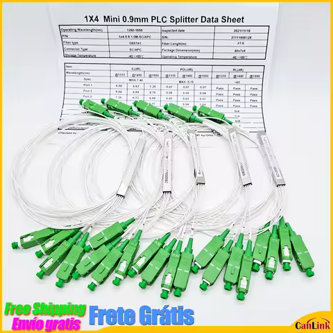 PLC Splitter 1X2 1X4 1X8 1X16 1X32 SC/APC SM Single Mode 0.9mm G657A1 PVC LSZH 1m FTTH Fiber Optic S