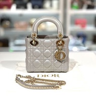 99%NEW二手LADY DIOR Mini Lady Dior Bag 三格銀灰小牛皮淡金扣小號 #迪奧 #BRAND NEW #香榭站正品