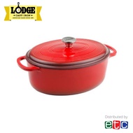 Lodge 7 Quart Red Enameled Oval Cast Iron Dutch Oven