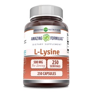 Amazing Formulas L-Lysine 500mg 250 Capsules Amino Acid Supplement | Non-GMO | Gluten Free | Made in