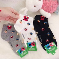 Korea Korea chic Cute Sesame Street Cartoon Pure Cotton Funny Socks Boat Socks Female Three-Dimensio