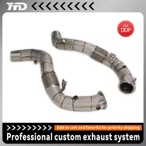 HMD Exhaust System High Flow Performance Downpipe for BMW X5 X6 M50i G05 G06 4.4T V8 Engine