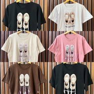 KAOS CROP MOTIF SEPATU TALI 3D BAHAN KATUN NYAMAN ADEM / KAOS CROP CEWEK / KAOS CROP KOREA / KAOS CR