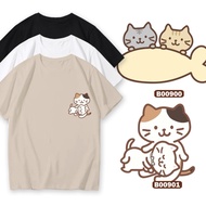 Couple T Shirt Cat Fuku Nyanko Baju Cotton Kucing short sleeve round neck Streetwear B00900 B00901