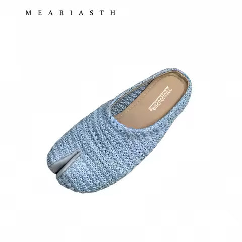 luxury brand Handmade Weaving Mesh mules Hollow Out Women Cozy Breathable Split Toe Beach tabi Shoes