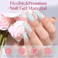UNA GELLA Medium Square Gel Nail Tips Half Matte 312pcs Medium Square Gel Nails Full Cover False Acr