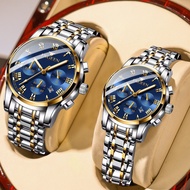FNGEEN นาฬิกาคู่รักซื้อ1 Take 1โปรโมชั่นลดราคากันน้ำปฏิทินสแตนเลสสวยสง่าแบรนด์ของแท้ไอเดียของขวัญคู่รักนาฬิกาลำลองเรืองแสง