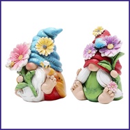 Rustic Gnome Statue Desk Rustic Gnome Statue with Flower Hat Spring Seasonal Decor Tabletop Ornament