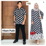 Baju Couple Batik Hitam Putih / Baju Pesta Batik Couple / Batik Couple