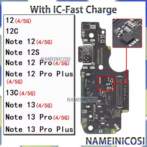 Usb Dock Charger Connector for Xiaomi Redmi Note 12 12S 13C Pro Plus + 4G 5G Charging Board Flex Por