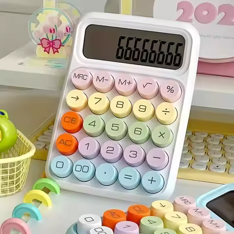 1pc Keyboard Calculator Office 12-digit Mechanical Calculator Cute Candy Color Calculator Desktop St