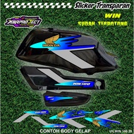 HONDA WIN 100 COOL PREMIUM TRANSPARENT STICKERS RACINGHONDA 28 ALREADY CUT