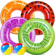 FindUWill 6 Pack Pool Floats Kids, Pool Swim Tubes Rings(4 Pack) - 4Pcs Inflatable Big Floaties Beac