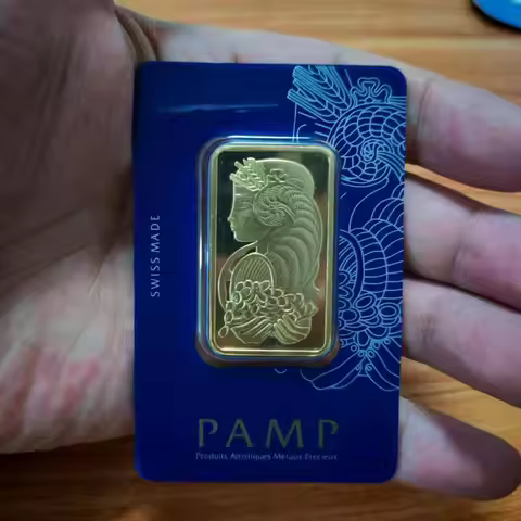 Simulation Pangbo 1 oz 1:1 replica simulation PAMP gold bar brass gold-plated metal ornament