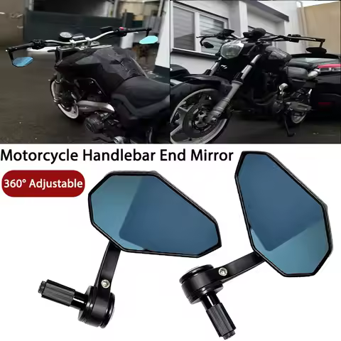 2pcs Motorcycle Handlebar End Side Mirrors Aluminum Alloy 7/8inch Universal Rearview Mirrors For DUK