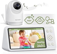 bonoch 5.5" 1440p Baby Monitor with Camera and Audio, No WiFi Baby Camera, 240h Lasting, Smart Detec