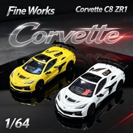 Fine Works-FW 1/64 Corvette C8 ZR1 Super Fast Rolling Bearing Wheels Diecast Car Model Alloy Simulat