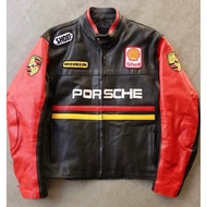 PORSCHE Jacket, 911 turbo Letter Embroidery, 718, 992, MACAN, Street Trendy Hip Hop Style Leather Ja