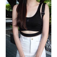 QUE BLACK SPENDEX CROP TOP