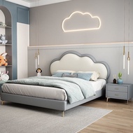 【Free Shipping】Bed Frame Modern Simple Cloud Princess Bed Soft Cushion Technology Fabric Bed Queen/ King Size Bed