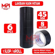 6 PCS - Black Cloth Tape 45 mm x 8 Meters - Black Cloth Tape - Master Pack Indonesia Bogor