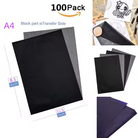 100pcs A4 Carbon Paper Paintings Tracing Copy Carbon Paper DIY Transfer Tracing Painting Sheets Blac
