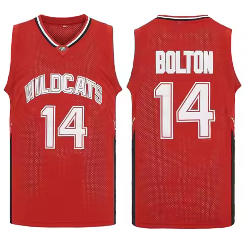 Movie Wildcats High School #14 Troy Bolton Basketball Jersey Sports Shirt Cosplay Mens Sewing Jersey