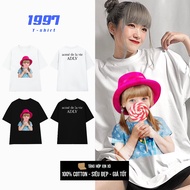 Adlv 100% cotton 2-Way cotton T-Shirt With Cute Candy Round Neck T-Shirt ADLV058