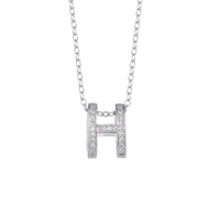 SSA Korean 925 Silver Letter H Pendant Rhinestone Vintage Trendy Female Necklace AH7