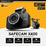 【UPGRADED TO 4K 2160P】SAFECAM X400 Dual Dashcam 4K Front + 1080P Rear | WiFi App Control | 24H Parki