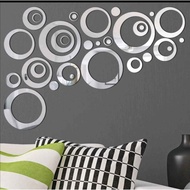 SG SELLER 24Pcs/lot DIY 3D Circles Mirror Wall Sticker /Acrylic Mirror