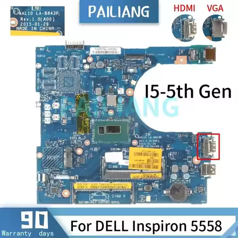 For DELL Inspiron 5558 5458 5758 Notebook Mainboard LA-B843P 07CV2G 0M94D0 0HD0R2 05K7K8 3805U I3 I5