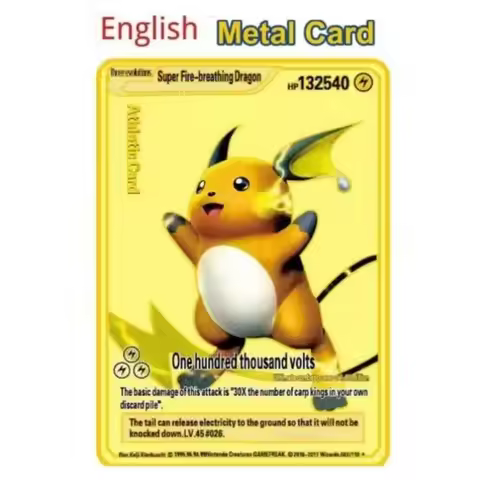 10000 English gx vmax Pocket Monster Metal Card Charizard Gold Limited Edition Children's Gift Card 
