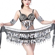 Belly Dance Sequin Hip Scarf Chiffon Short Skirt Belt Waist Chain Wrap Rave Gold Shine Sparkly Costu