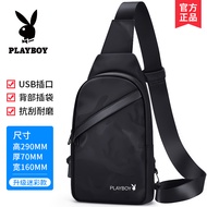 Playboy Man กระเป๋าคาดอกกระเป๋าทรงเฉียงผู้ชายกระเป๋า Multi-Function กระเป๋าสะพายข้าง Cross กระเป๋าเป้สะพายหลังยอดนิยมโลโก้ขนาดเล็ก 【Hot selling】