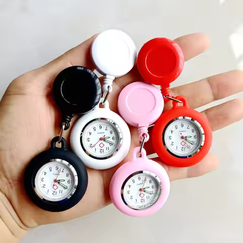 Colourful Blank Badge Reel Retractable Nurse Doctor Silicone Pocket Watch Fashion Hospital Hang Clip